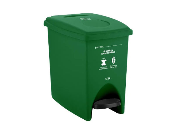 Papelera Pedal 10 Litros Verde Residuos Orgánicos y Aprovechables Estra 4-1042555
