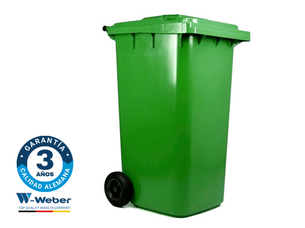 Contenedor de Basura con Ruedas 240 Litros Verde Weber