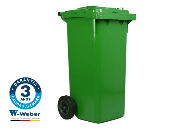 Contenedor de Basura con Ruedas 120 Litros Verde Weber