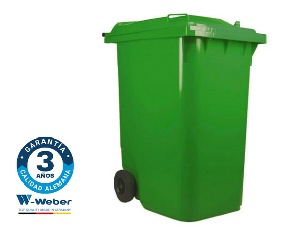 Contenedor de Basura con Ruedas 360 Litros Verde Weber