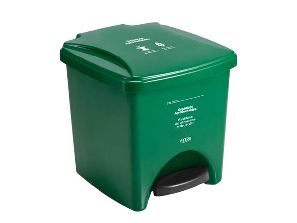 Caneca de Pedal 20 Litros Verde Residuos Orgánicos y Aprovechables Estra 4-1042577