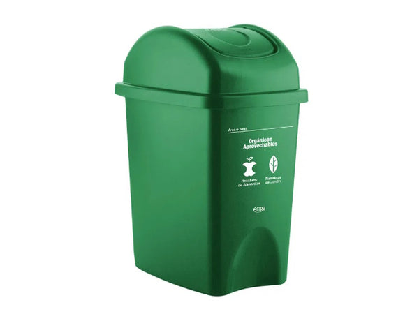 Papelera Tapa Vaivén 10 Litros Verde Residuos Orgánicos y Aprovechables Estra 4-1042503